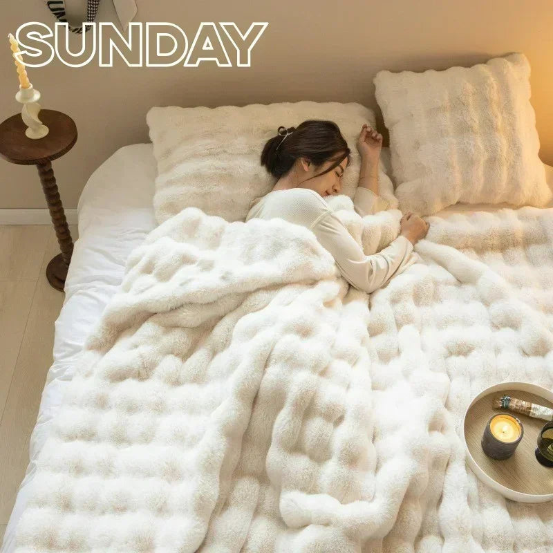 Plush Blanket Sofa Cover Fluffy Throw Blanket Bedroom Couch