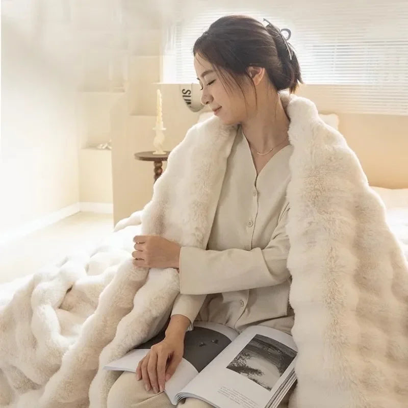 Plush Blanket Sofa Cover Fluffy Throw Blanket Bedroom Couch